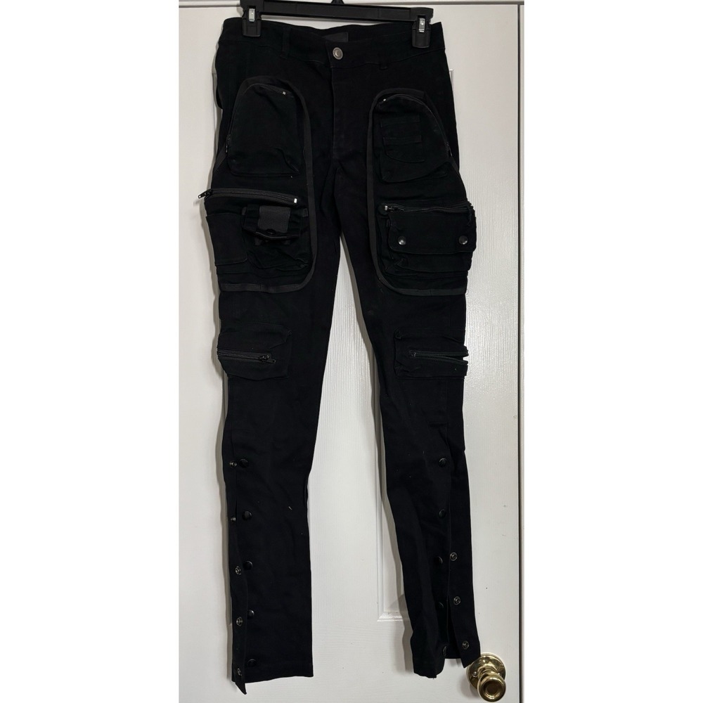 TULONES Currency Collectors Cargo Pants Mens 30x31 Black Hiking Utility HIP HOP